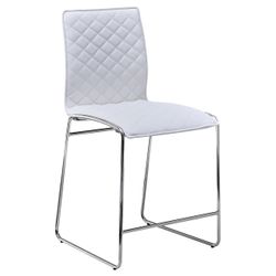 Best Master Furniture Duncan Faux Leather Counter Stool in White/Chrome