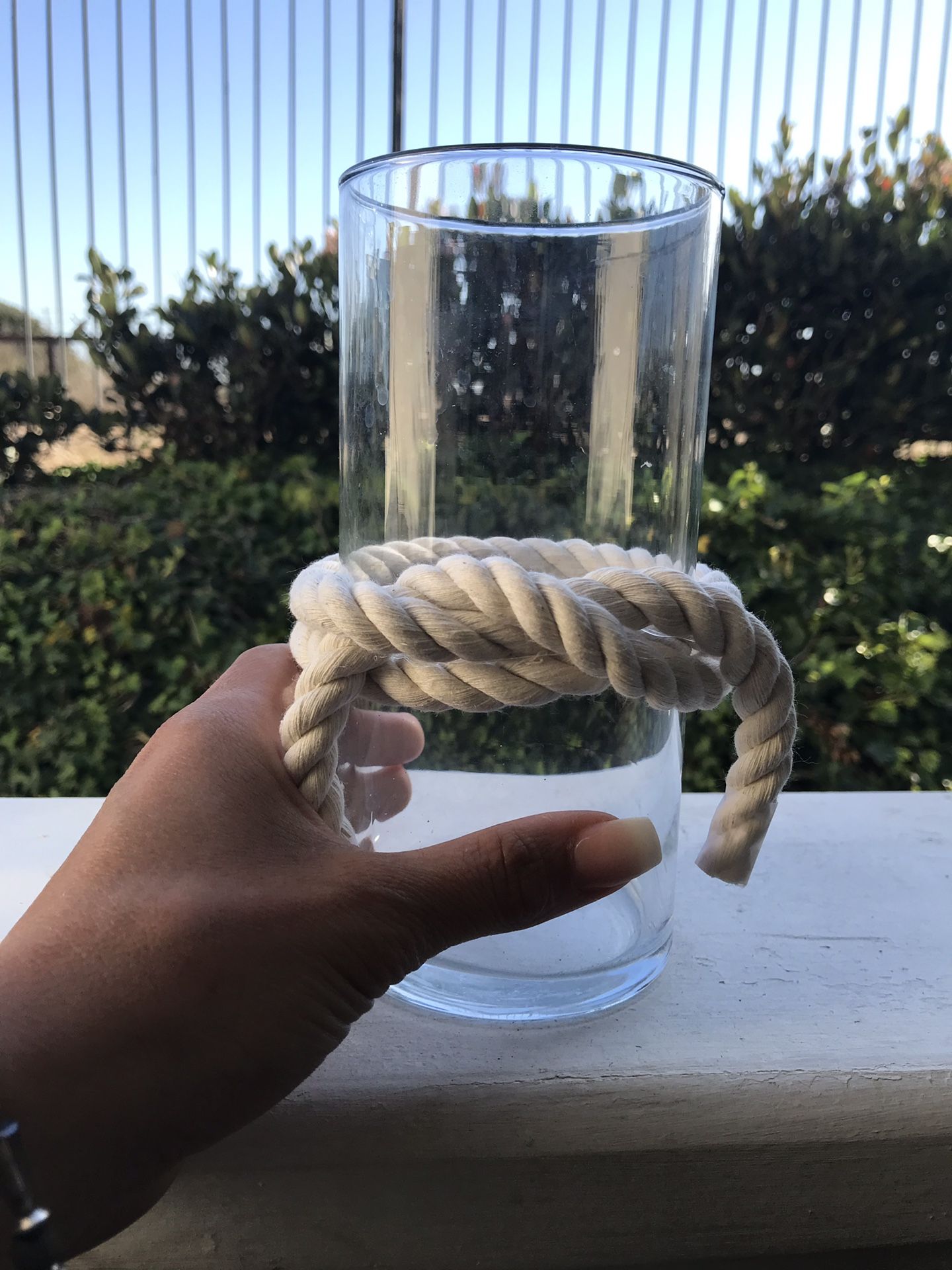 Vases with nautical rope