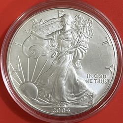 1 Oz Silver 2004 American Silver Eagle  Encapsulated 