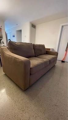 Brown Suede Two-Seat Sofa