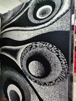 Black and Gray Abstract Swirl Area Rug