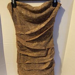 Gold Sequin Strapless Dress