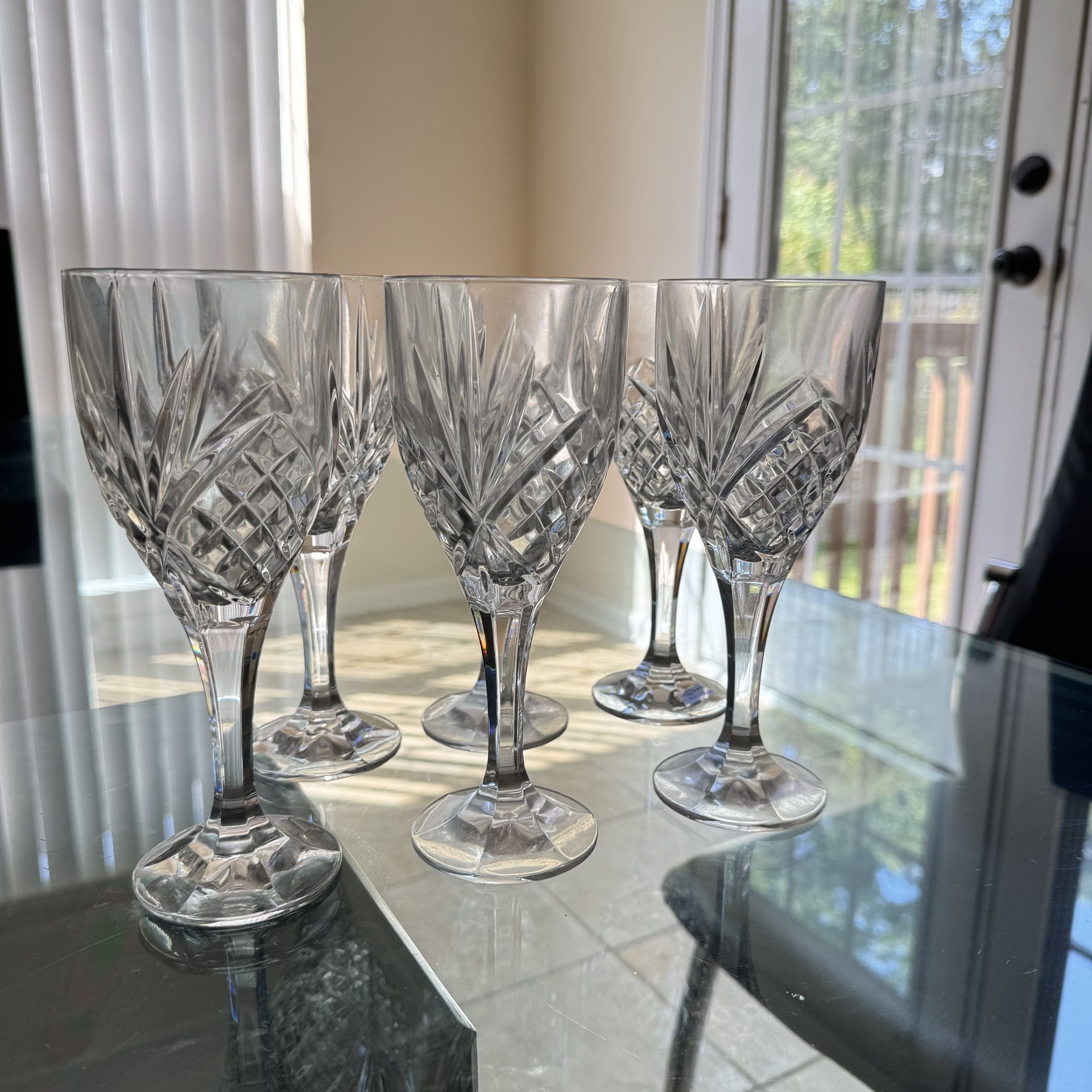 DUBLIN Shannon Crystal by Godinger Wine / Water Goblets Glasses Set Of 6
