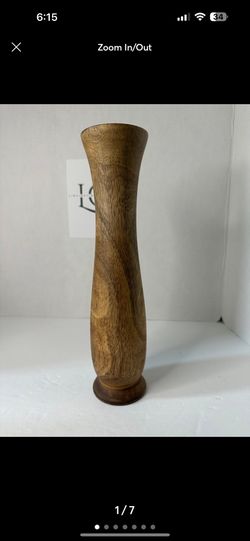 mela artisans wood vase 4”x14”