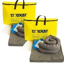 Stardust Quick Response Universal Spill Kit 2-Pack. Each Pack Includes: Yellow Duffle, 15 Universal Sorbent Pads, 2 3"x4' Universal Sorbent Socks, 4 D