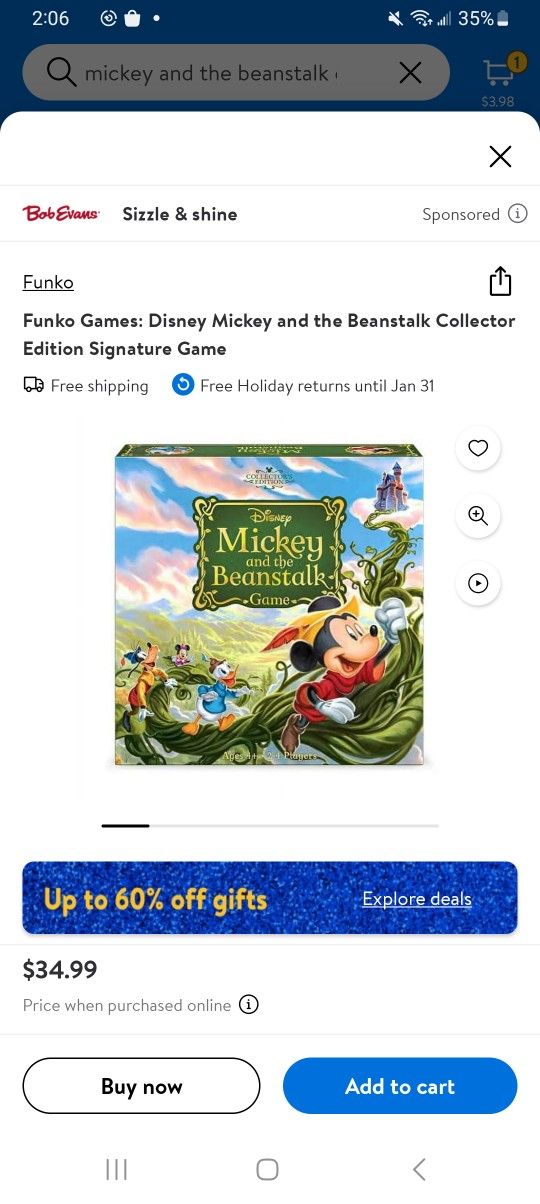 Mickey And The Beanstslk Board Game 