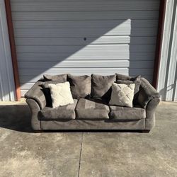 Grey Modern Suede Couch 