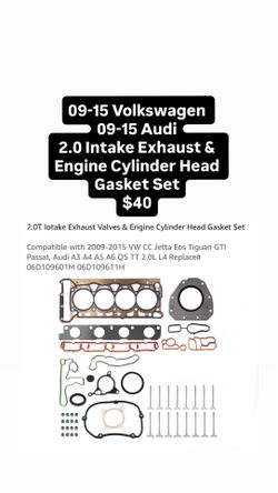 09-15 Volkswagen 09-15 Audi 2.0 Intake Exhaust & Engine Cylinder Head Gasket Set $40