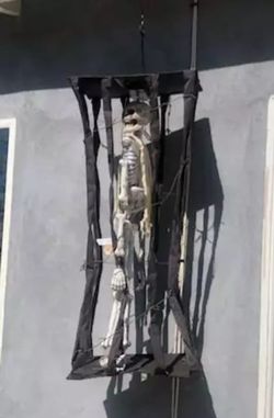 Halloween Decor Skeleton inside Cage