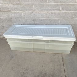 Two Long Plastic Storage Bins