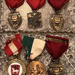Vintage 6 Piece Assorted Running, Musical & Horse Medals From Detroit Michigan