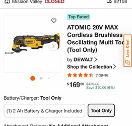 DEWALT ATOMIC 20V MAX XR Brushless Oscillating Multi-Tool (Model DCS354B)