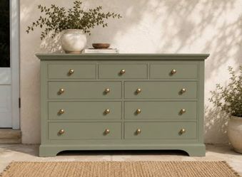 Stanley 9-Drawer Dresser - Fern Leaf Green, Antique Gold Hardware