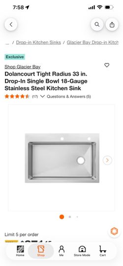 Glacier Bay Dolancourt 33 in. Stainless Steel Kitchen Sink