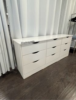 White 9 Drawer Wide Dresser