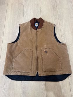 Carhartt Duck Canvas Vest V02 211 Men XXL 2XL Quilted Lining Light Brown Vintage