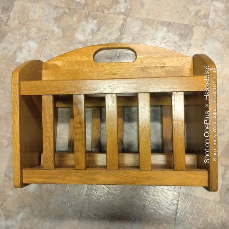 Solid Oak Book Storage Or Magazine Rack