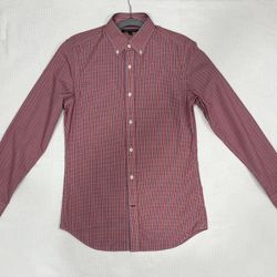 Banana Republic long sleeve button up shirt tailored slim fit Small check Plaid
