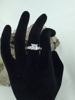 925 STER Silver Princess Cut CZ Ring 8
