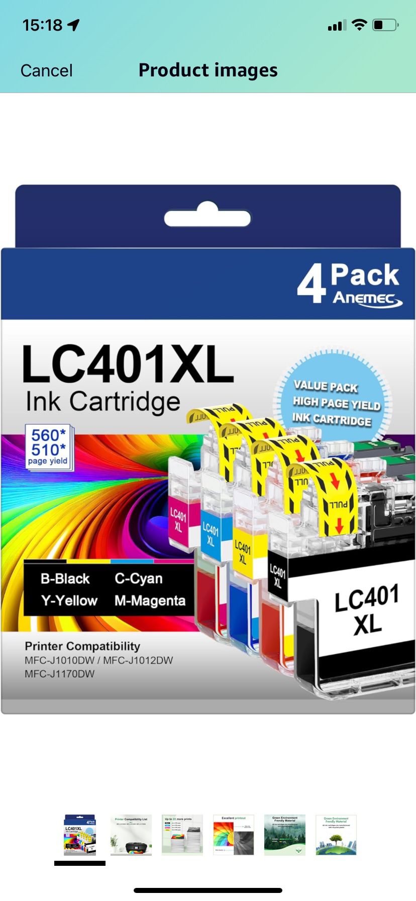 LC401XL LC401 XL Compatible Ink Cartridges Replacement for Brother LC 401 XL 401XL Work with Brother MFC-J1010DW MFC-J1012DW MFC-J1170DW Printer (4 XL