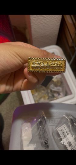 double finger rings gold nugget last supper style (GOLD FILLED)