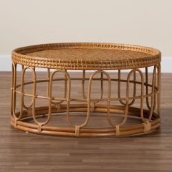 Round Honey Rattan Coffee Table
