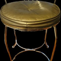 Hollywood Regency Marilyn Boudoir Gold Metal Vanity Chair
