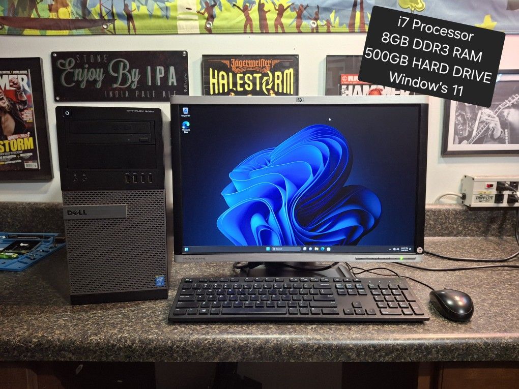 Dell i7 Desktop Computer With Monitor Keyboard And Mouse Included