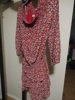 Michael Kors Smocked Tiered Ruffle Mini Dress