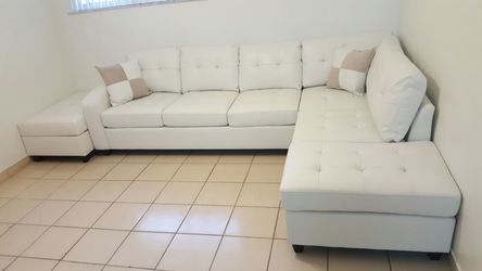 New white bonded leather sofa sectional