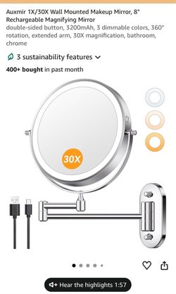 (New)Auxmir Wall Mounted Magnifying Makeup Mirror
