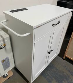 Newly Assembled Small Kitchen Storage Island Cart Kitchen Island w/ Power Outlet