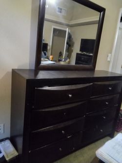 Dark Wood Dresser with Mirror