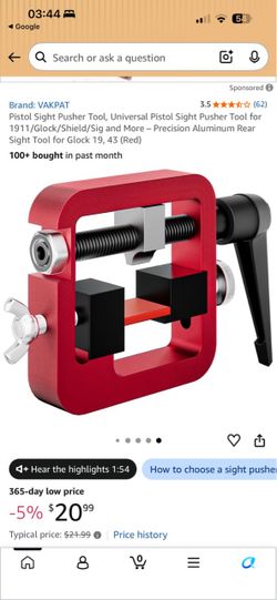 Pistol Sight Pusher Tool, Universal Pistol Sight Pusher Tool for 1911/Glock/Shield/Sig and More - Precision Aluminum Rear Sight Tool for Glock 19, 43 