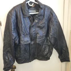 Vtg MEMBERS ONLY Men's Full Zip Black LEATHER Bomber Jacket 