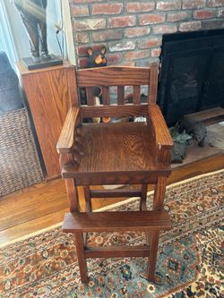 Solid Oak Children’s High Chair – Handmade / Amish-Style