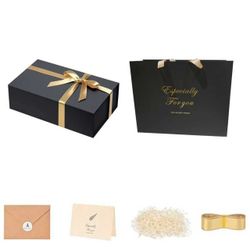 13.5〃*10〃*4.7〃 Large Black Gift Boxes With Magnetic Lids Luxury Gift Box for Groomsman Proposal Gifts Contains Bags,Card,Ribben,Filler Birthday