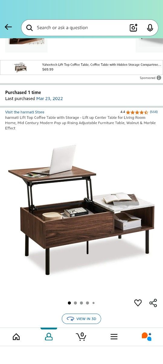 Lift top coffee table