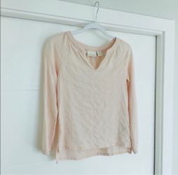 Cynthia Rowley Blush Pink Long Sleeve Blouse