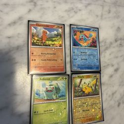151 Pokemon Cosmo Holo PROMO starters+Pika