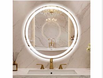 Brand new in the box- Round LED Bathroom Mirror with Lights, 30" Circle Lighted Vanity Mirrors for Wall, Backlit + Frontlit, Anti-Fog, Dimmable, 3 Col