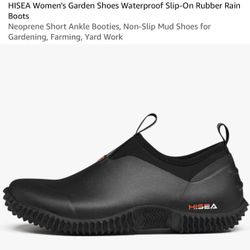 HISEA Women's Garden Shoes Waterproof Slip-On Rubber Rain Boots Neoprene Short Ankle Booties, Non-Slip Mud Shoes for Gardening, Farming, Yard Work