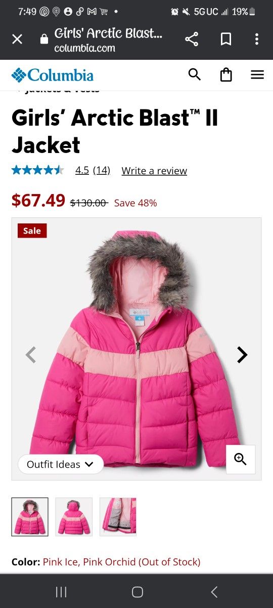 Girls Columbia Coat Size 14/16 $30