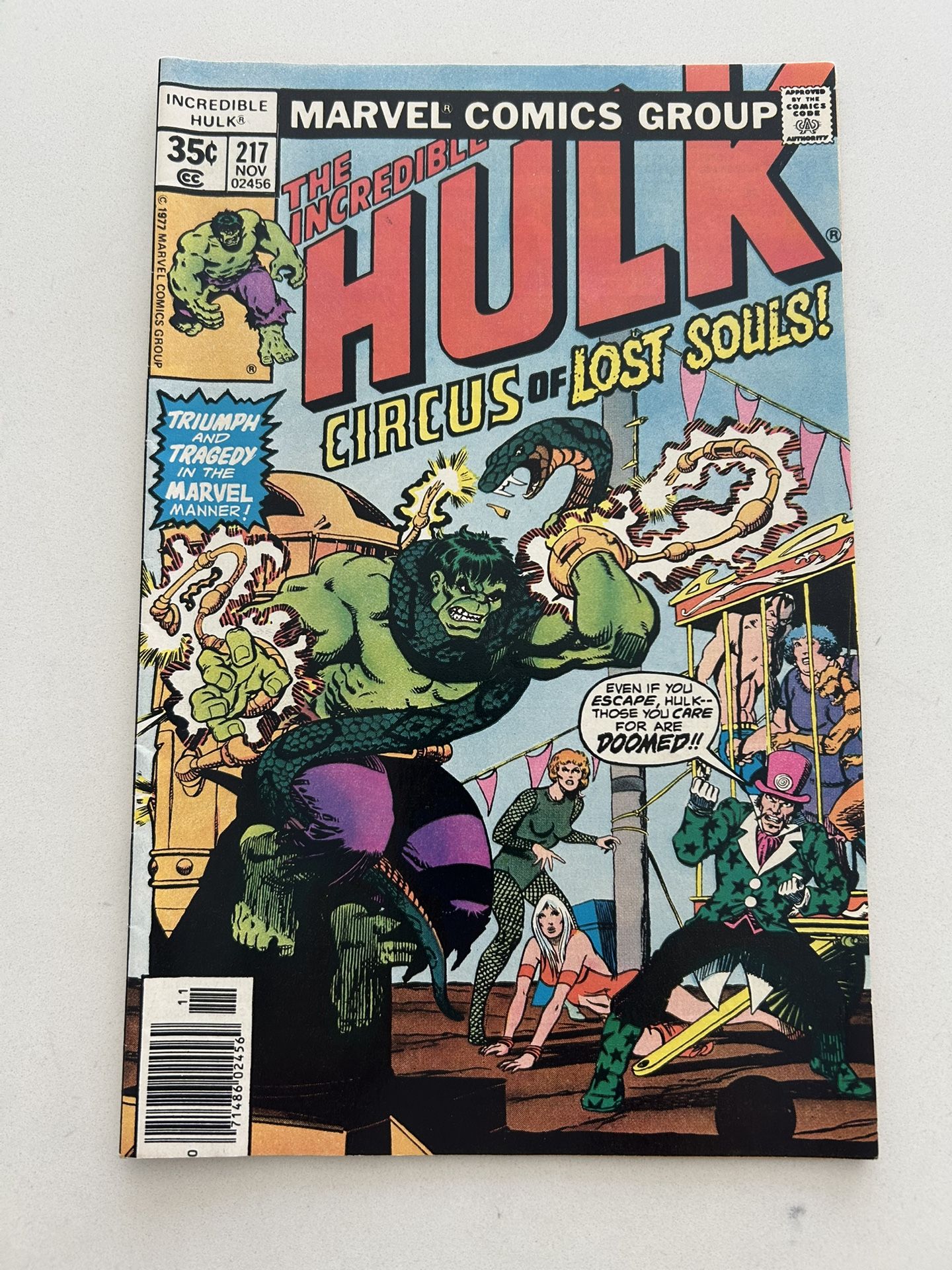 Incredible Hulk (contact info removed) "The Circus of Lost Souls!"VG