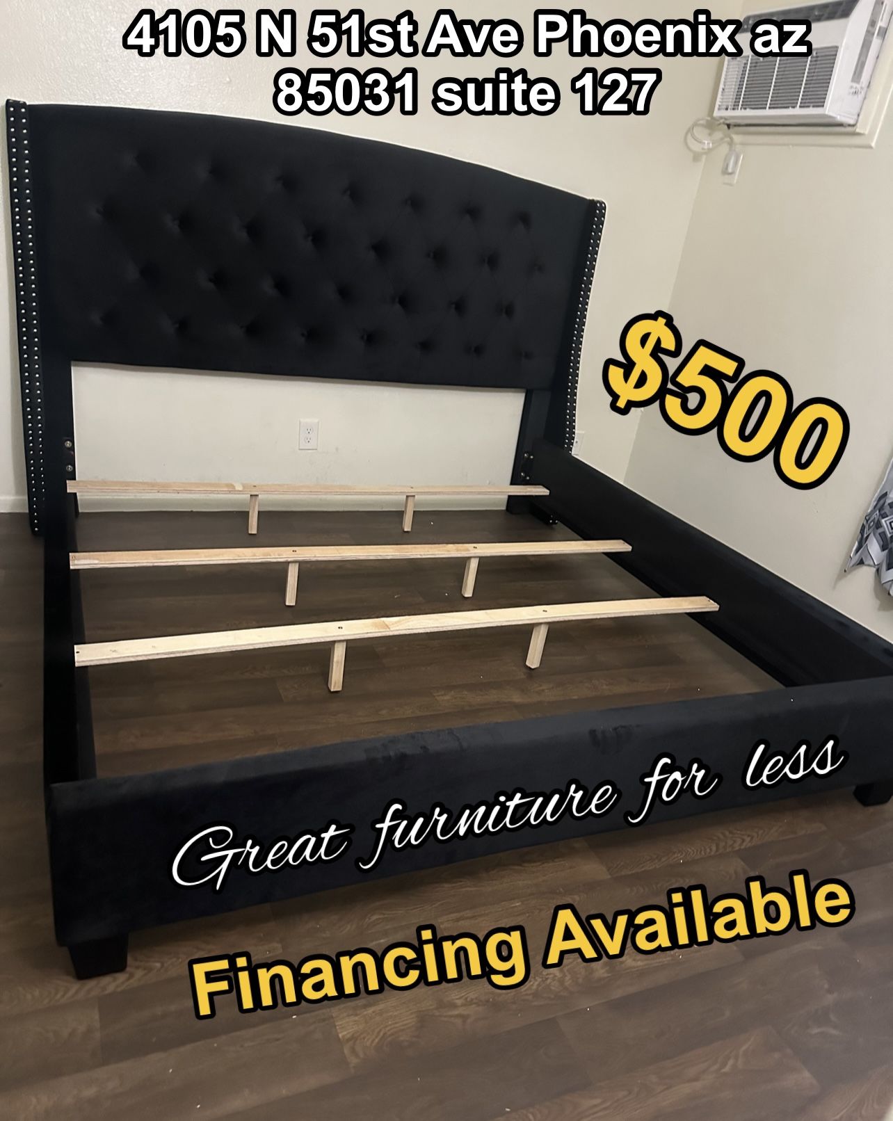 King Size Bed Frame Black Velvet Brand New