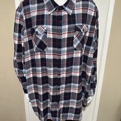 PX Premium Xpression Men’s Blue Plaid Long Sleeve Button Flannel Shirt