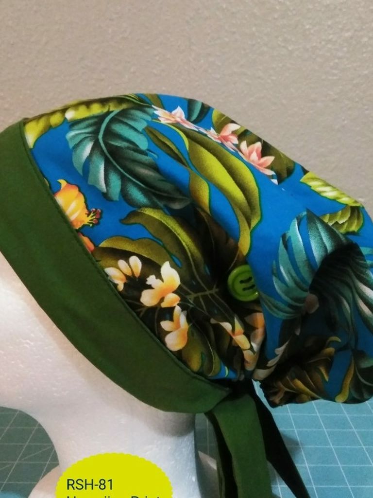 Reversible Two Tone Surgical Scrub Hat W/ Buttons