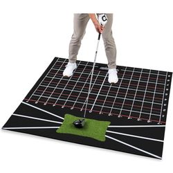 GoSports 5 x 5 Golf Hitting Mat - Fix Slices & Hooks - Stance Mat for Indoor & Outdoor Practice  Material TPE Color Black Brand GoSports Size 5 x 5 ft