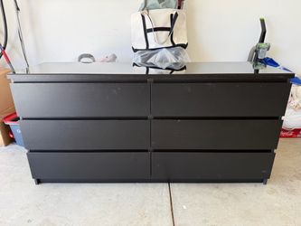 IKEA 6 drawer dresser with glass top