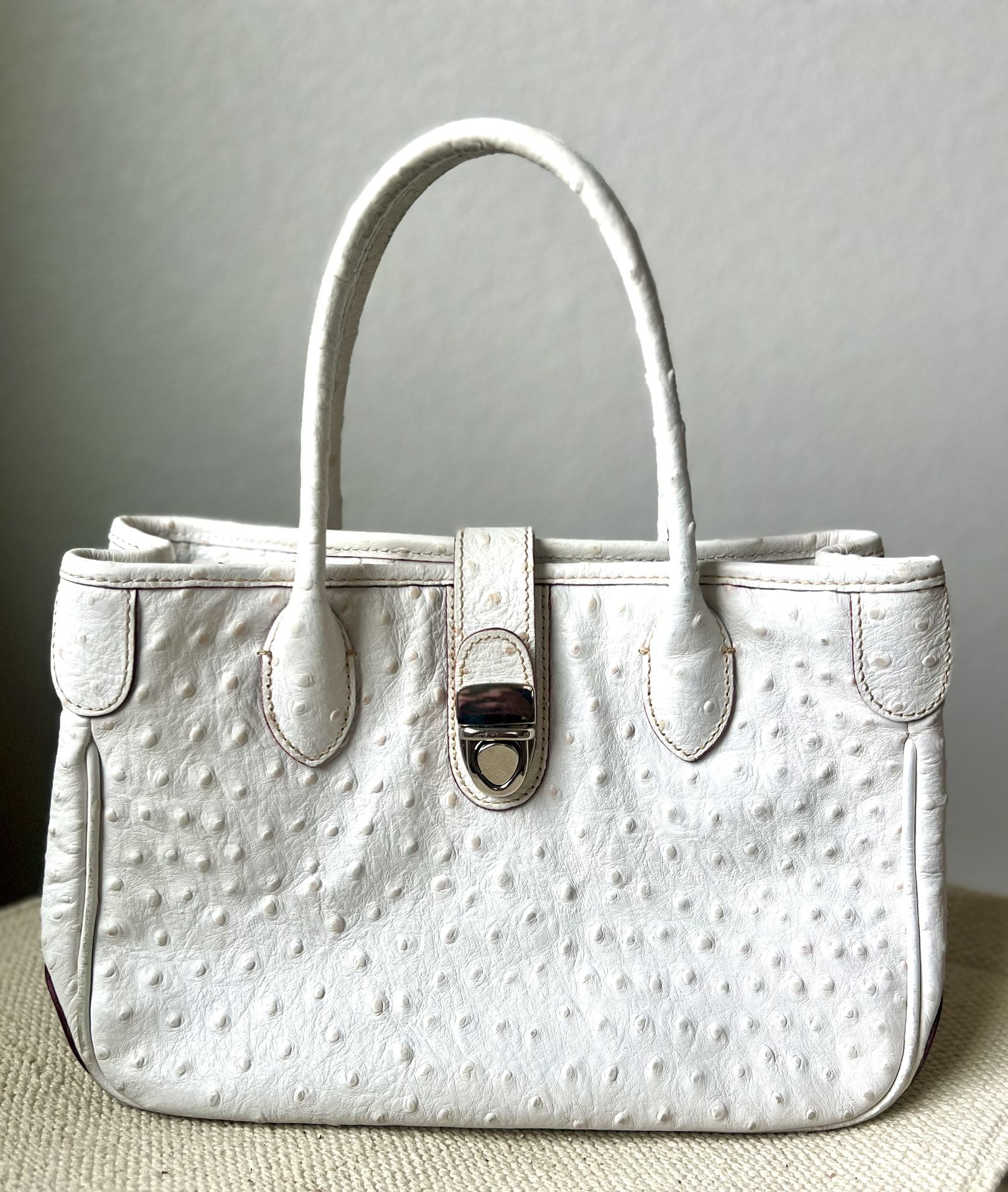 Dooney & Bourke White Ostrich Leather Handbag